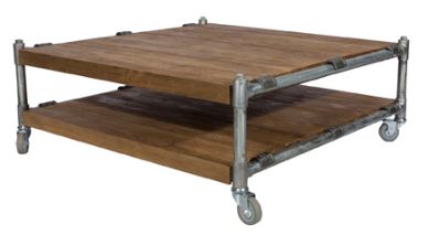 Tafel om na te maken, van steigerdelen buis en planken.