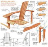 Bouwtekening voor een Andirondack stoel van hout.