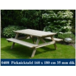 Picknick tafel met banken 160x180 cm. Behandeld hout.