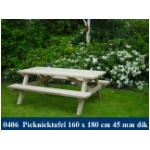 Picknick tafel 160 x 180 cm. dikte 45 mm. Extra dikke kwaliteit hout.