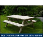 icknick tafel 160 x 200 cm. Dikte 45 mm. Picknick tafel van extra dik behandeld hout