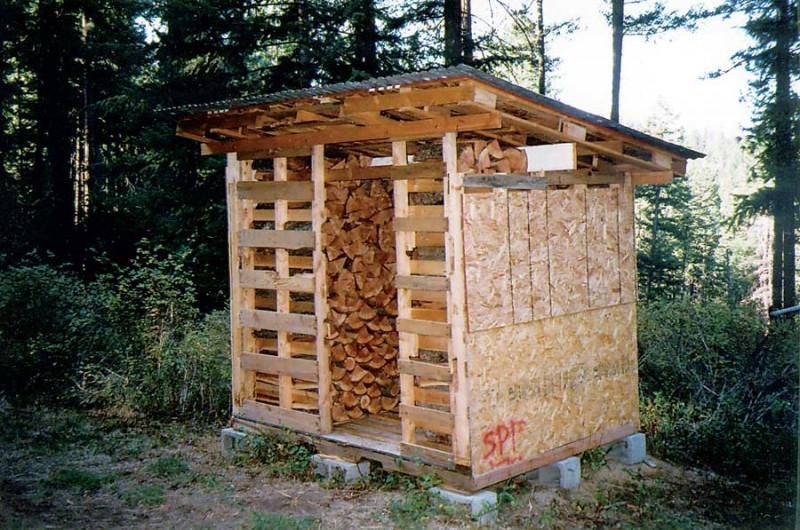 Doe het zelf voorbeeld om een tuinhuisje te maken voor het opslaan van hout, om van pallets te maken.